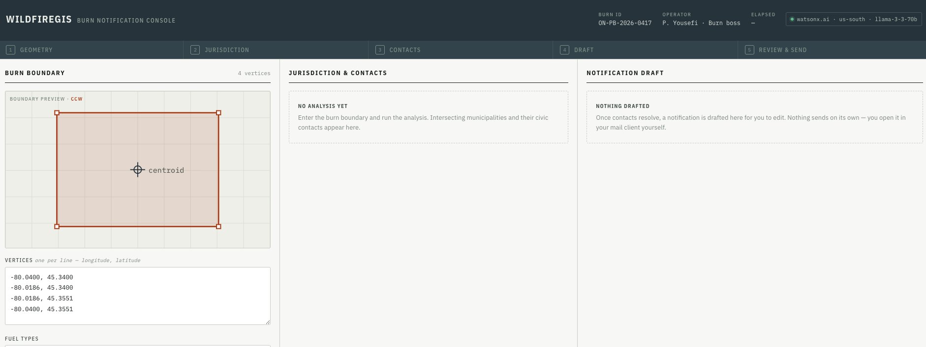 GeoShield notification tool interface